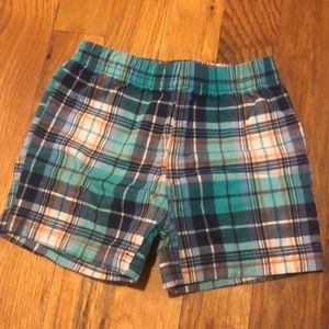 Green and blue plaid shorts
